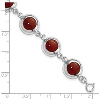 Sterling Silver Polished Round Red Synthetic Coral Bracelet view 3