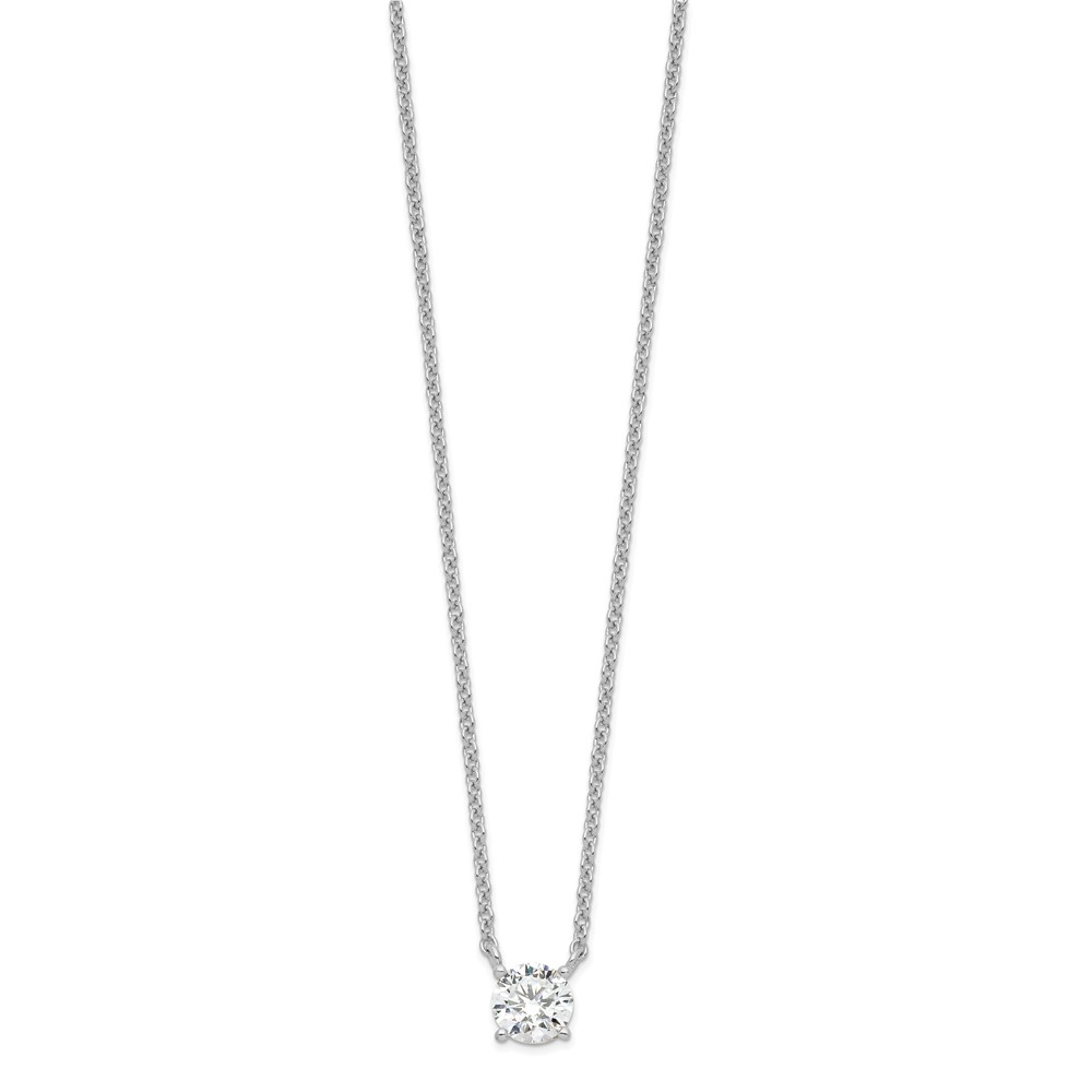 Sterling Silver Rhodium-plated CZ w/1in ext. Necklace (QG3990-16.5)