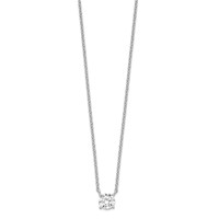 Sterling Silver Rhodium-plated Polished 7mm Round CZ Necklace with 1 Inch Extension, 16.5" view 2