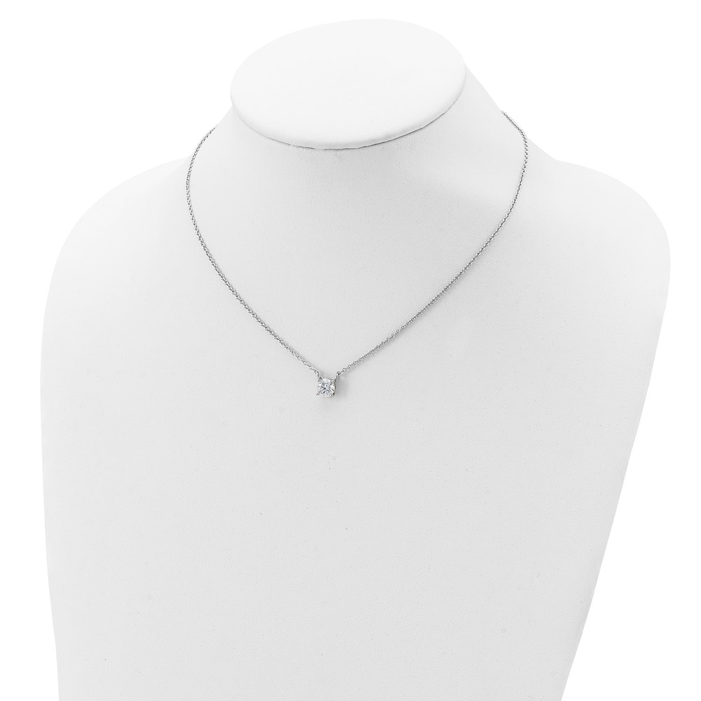 Sterling Silver Rhodium-plated CZ w/1in ext. Necklace (QG3990-16.5)