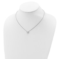 Sterling Silver Rhodium-plated Polished 7mm Round CZ Necklace with 1 Inch Extension, 16.5" view 4