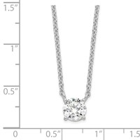 Sterling Silver Rhodium-plated Polished 7mm Round CZ Necklace with 1 Inch Extension, 16.5" view 3