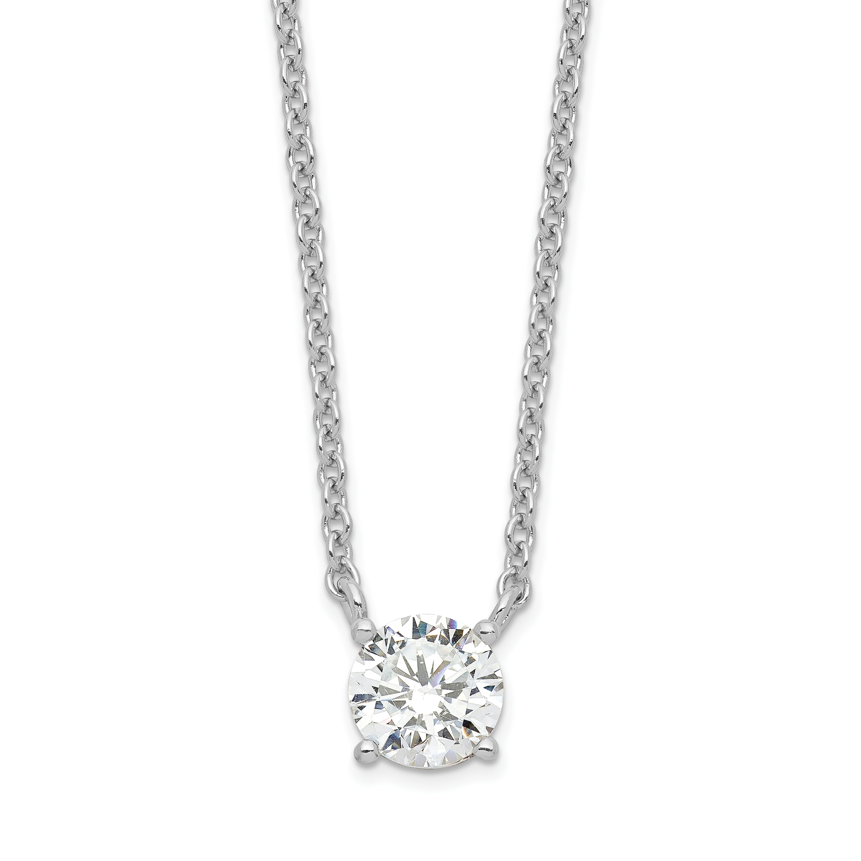 Sterling Silver Rhodium-plated CZ w/1in ext. Necklace (QG3990-16.5)