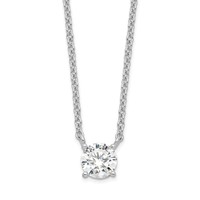 Sterling Silver Rhodium-plated Polished 7mm Round CZ Necklace with 1 Inch Extension, 16.5" view 1