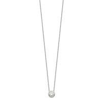 Sterling Silver Polished Bezel-set 9mm Round CZ Necklace, 18" view 2