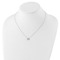 Sterling Silver Polished Bezel-set 9mm Round CZ Necklace, 18" view 4
