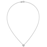 Sterling Silver Polished Bezel-set 9mm Round CZ Necklace, 18" view 5