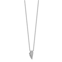 Sterling Silver Rhodium-plated CZ Wing Necklace, 18" view 2