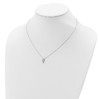 Sterling Silver Rhodium-plated CZ Wing Necklace, 18" view 4