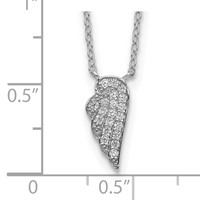 Sterling Silver Rhodium-plated CZ Wing Necklace, 18" view 3