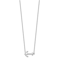 Sterling Silver Rhodium-plated Anchor Necklace with 2 Inch Extension, 16" view 2