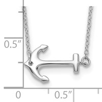 Sterling Silver Rhodium-plated Anchor Necklace with 2 Inch Extension, 16" view 3