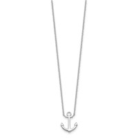 Sterling Silver Rhodium-plated Anchor Necklace with 2 Inch Extension, 16" view 2