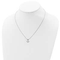 Sterling Silver Rhodium-plated Anchor Necklace with 2 Inch Extension, 16" view 4