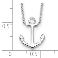 Sterling Silver Rhodium-plated Anchor Necklace with 2 Inch Extension, 16" view 3