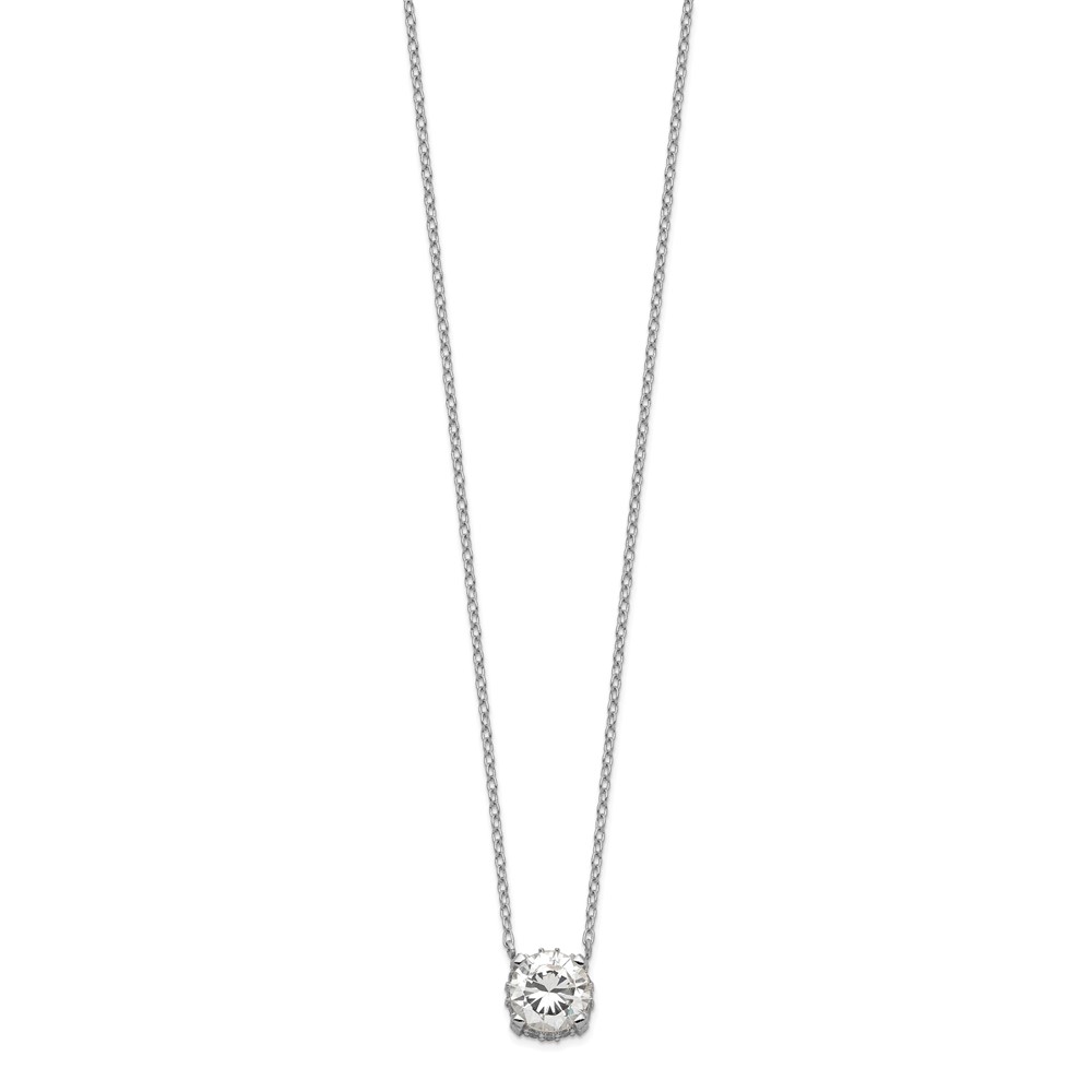 Sterling Silver Rhodium-plated 7mm CZ Necklace (QG4001-18)