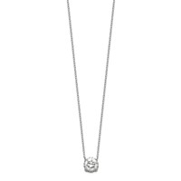 Sterling Silver Rhodium-plated Polished 7mm Round CZ Necklace, 18" view 2