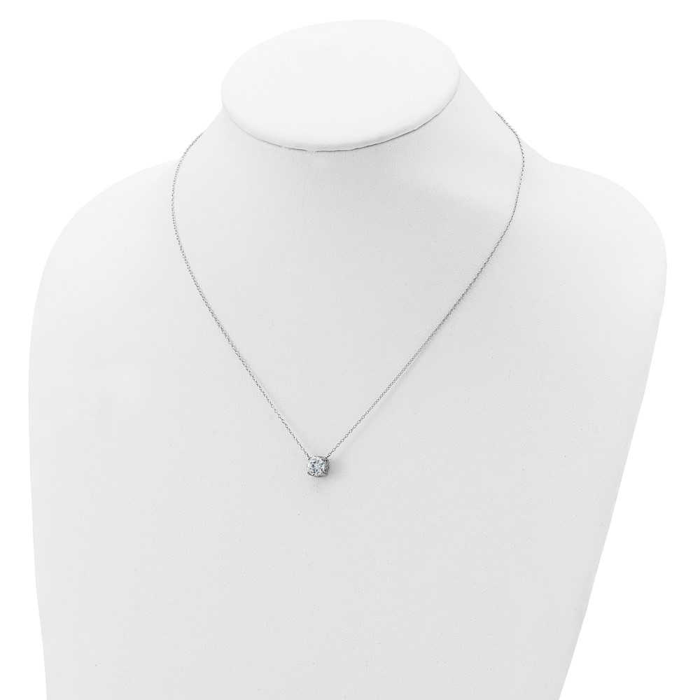 Sterling Silver Rhodium-plated 7mm CZ Necklace (QG4001-18)