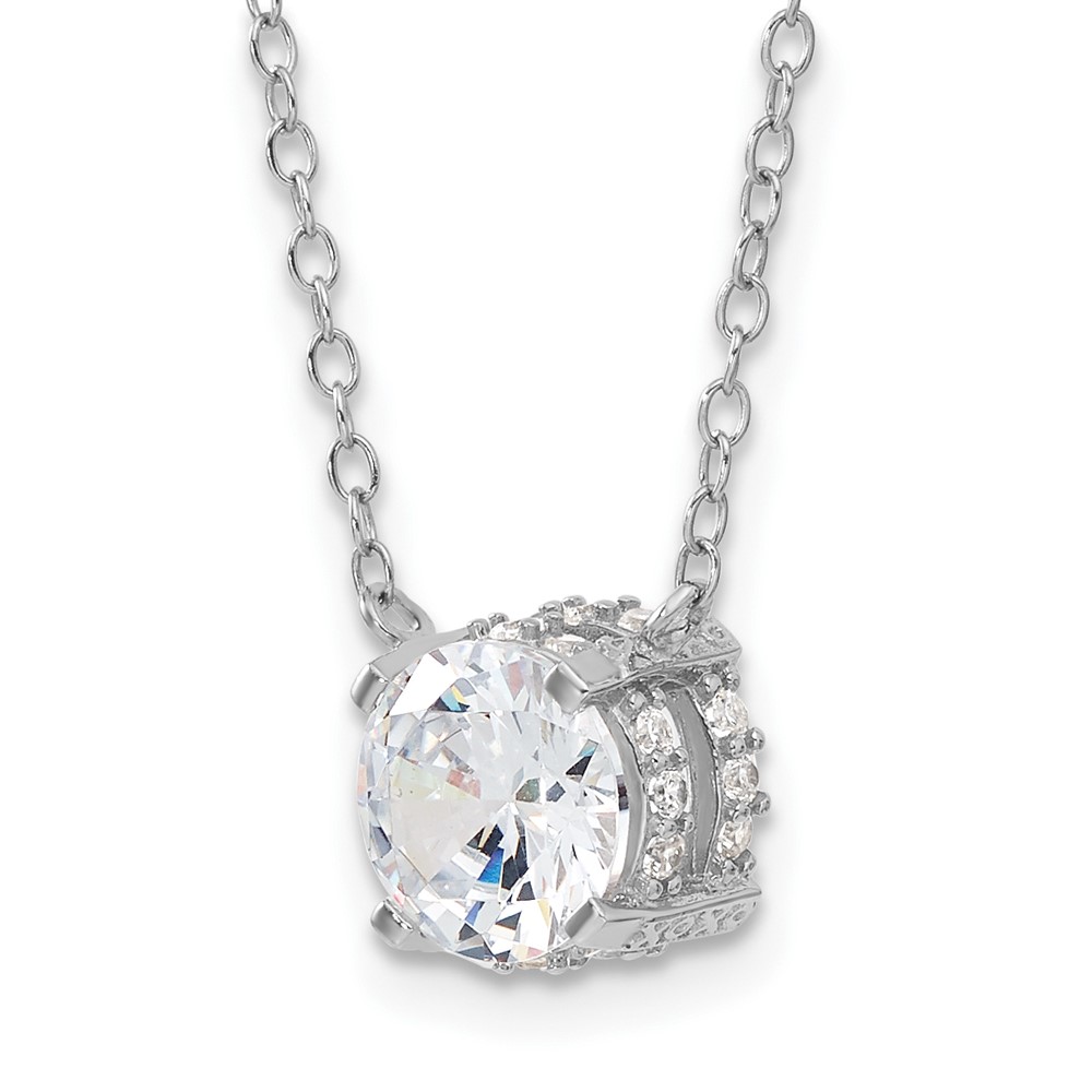 Sterling Silver Rhodium-plated 7mm CZ Necklace (QG4001-18)