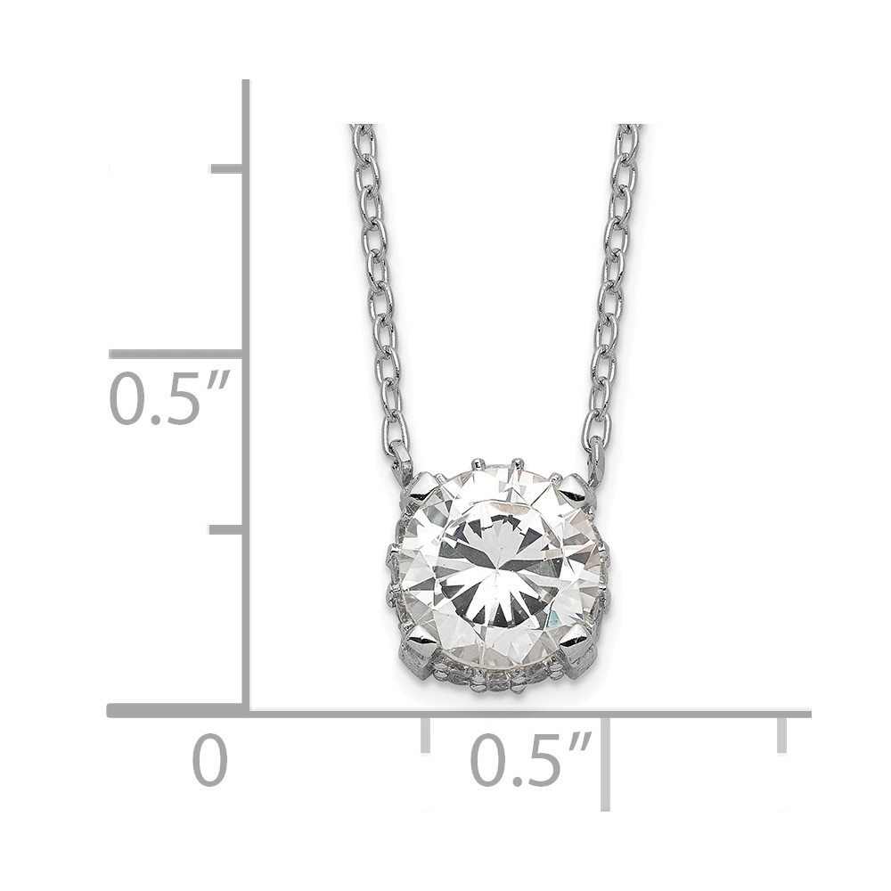 Sterling Silver Rhodium-plated 7mm CZ Necklace (QG4001-18)
