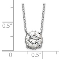 Sterling Silver Rhodium-plated Polished 7mm Round CZ Necklace, 18" view 3