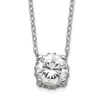 Sterling Silver Rhodium-plated Polished 7mm Round CZ Necklace, 18" view 1