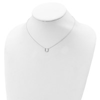 Sterling Silver Polished CZ Horseshoe Necklace with 1 Inch Extension, 16" view 4