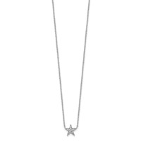 Sterling Silver Rhodium-plated CZ Star Necklace, 18" view 2