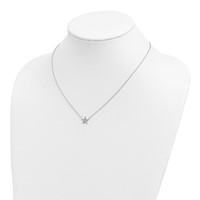 Sterling Silver Rhodium-plated CZ Star Necklace, 18" view 4