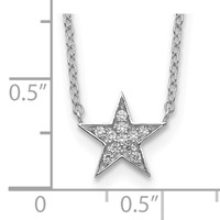 Sterling Silver Rhodium-plated CZ Star Necklace, 18" view 3