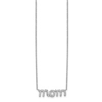 Sterling Silver Rhodium-plated CZ Mom Necklace, 18" view 2