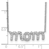 Sterling Silver Rhodium-plated CZ Mom Necklace, 18" view 3