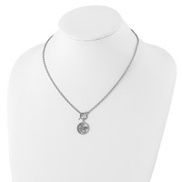Sterling Silver Rhodium-plated Polished CZ Mom in Circle Toggle Necklace, 18" view 4