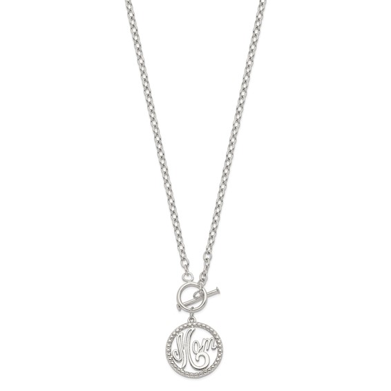 Sterling Silver Rhodium-plated Polished Mom Necklace
