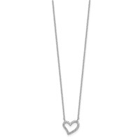 Sterling Silver Rhodium-plated CZ Open Heart Necklace, 18" view 2