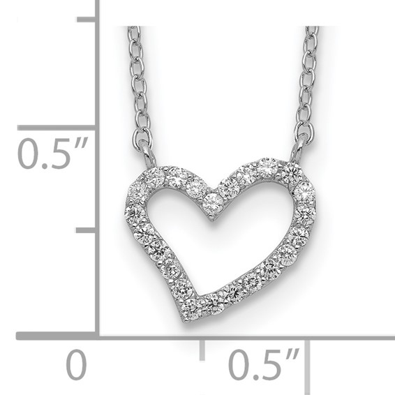 Sterling Silver Rhodium-plated CZ Open Heart 18 inch Necklace