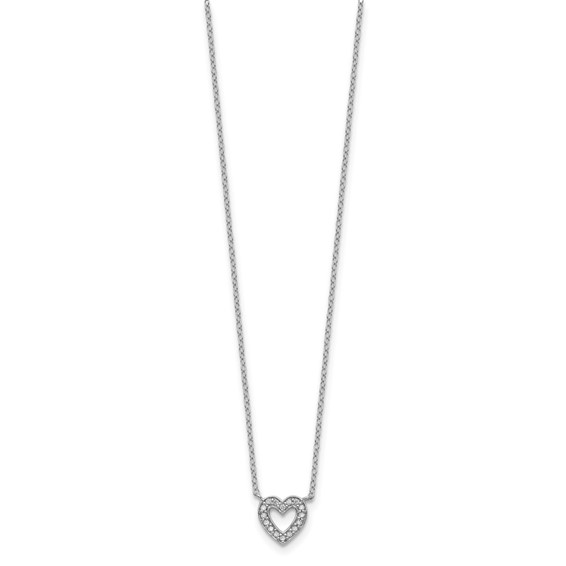 Sterling Silver Rhodium-plated CZ Open Heart 18 inch Necklace