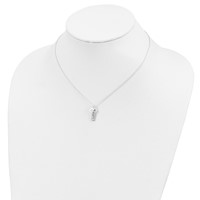 Sterling Silver Antiqued Polished CZ Love and Heart Necklace with 1 Inch Extension, 16" view 4