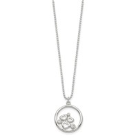 Sterling Silver Polished CZ Hearts in Circle Necklace, 18" view 2