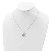 Sterling Silver Polished CZ Hearts in Circle Necklace, 18" view 4