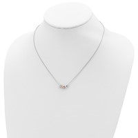 Sterling Silver Rhodium-plated Rose-tone 3-Hearts Necklace with 0.75 Inch Extension, 18" view 4