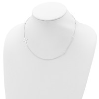 Sterling Silver Polished Cross and Beads 18 Inch Necklace view 3