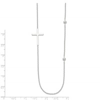 Sterling Silver Polished Cross and Beads 18 Inch Necklace view 2
