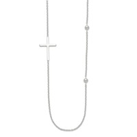 Sterling Silver Polished Cross and Beads 18 Inch Necklace view 1