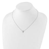 Sterling Silver Rhodium-plated CZ Cross Necklace with 2 Inch Extension, 16" view 4