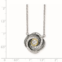 Sterling Silver & 14K Gold CZ Twist Necklace with Ext - 2in view 2