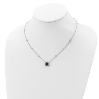 Sterling Silver Rhodium-plated Dark Mystic CZ Halo Pendant on 10-Station Necklace, 18" view 4