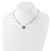 Sterling Silver Rhodium-plated Round CZ Filigree Pendant on 4-Station Chain Necklace with 2 Inch Extension, 16" view 4