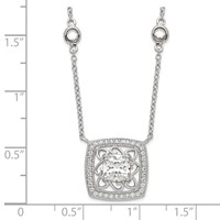 Sterling Silver Rhodium-plated Square CZ Filigree Pendant on 4-Station Chain Necklace with 2 Inch Extension, 16" view 3