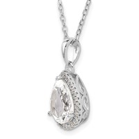 Sterling Silver Rhodium Created White Topaz & CZ Necklace view 5